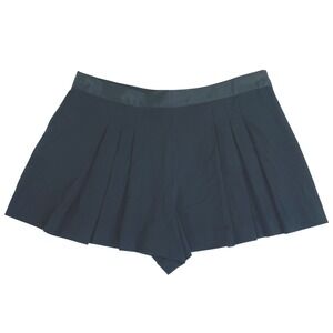 Zara Trafaluc Black Pleated Skort Mini Skirt Shorts Satin Waistband Womens Large